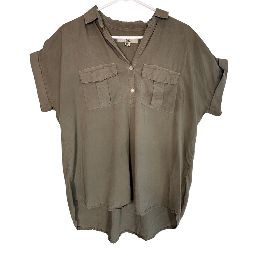 Thread & Supply Women's Medium Sage Lyocell Utility Top Oversized Relaxed Boho